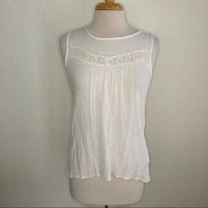 Altar’d state sleeveless top Scoop neck Embroidered open back neutral boho gauzy